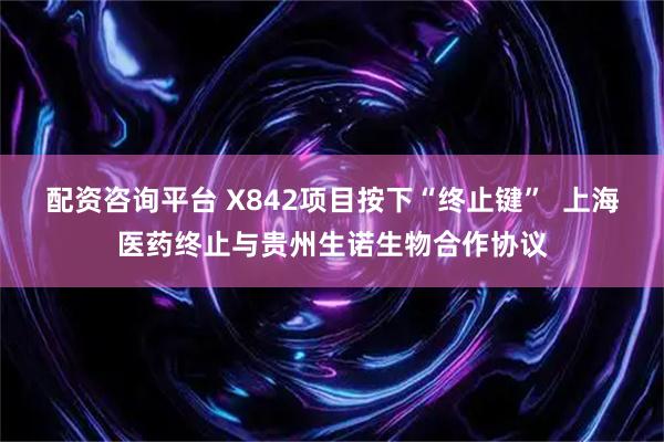 配资咨询平台 X842项目按下“终止键”  上海医药终止与贵州生诺生物合作协议